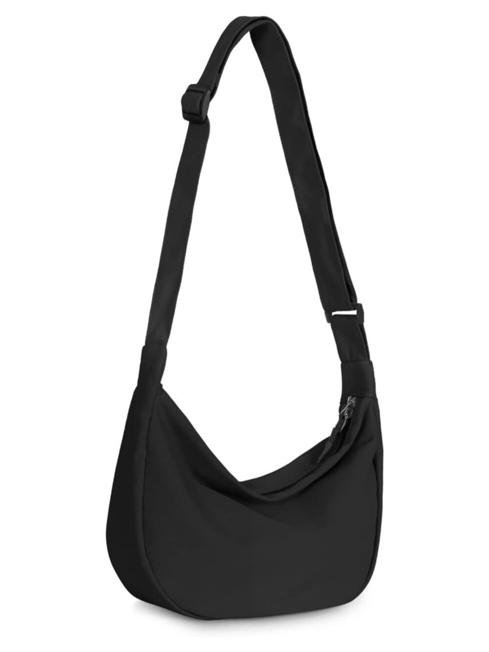 Crescent Crossbody Bag Polyester Adjustable Strap Double Zipper Unisex
